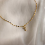 Dainty Pave Letter Necklace Silver 18K Gold Plated