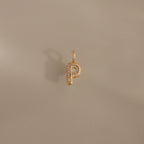 Diamond Pave Bubble Letter Charm Silver 18K Gold Plated