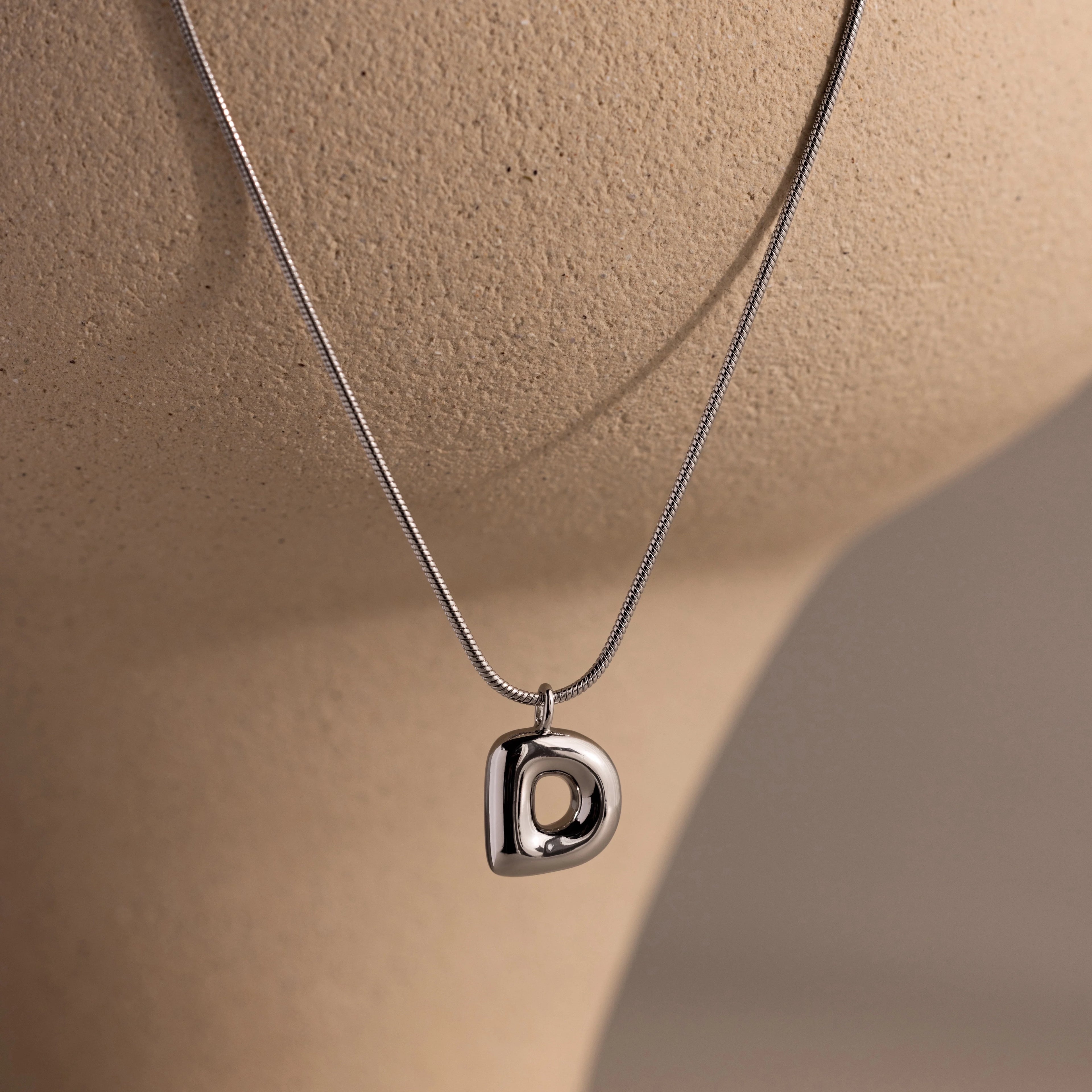 Bubble Letter Necklace Silver 18K Gold Plated