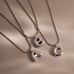 Bubble Letter Necklace Silver 18K Gold Plated