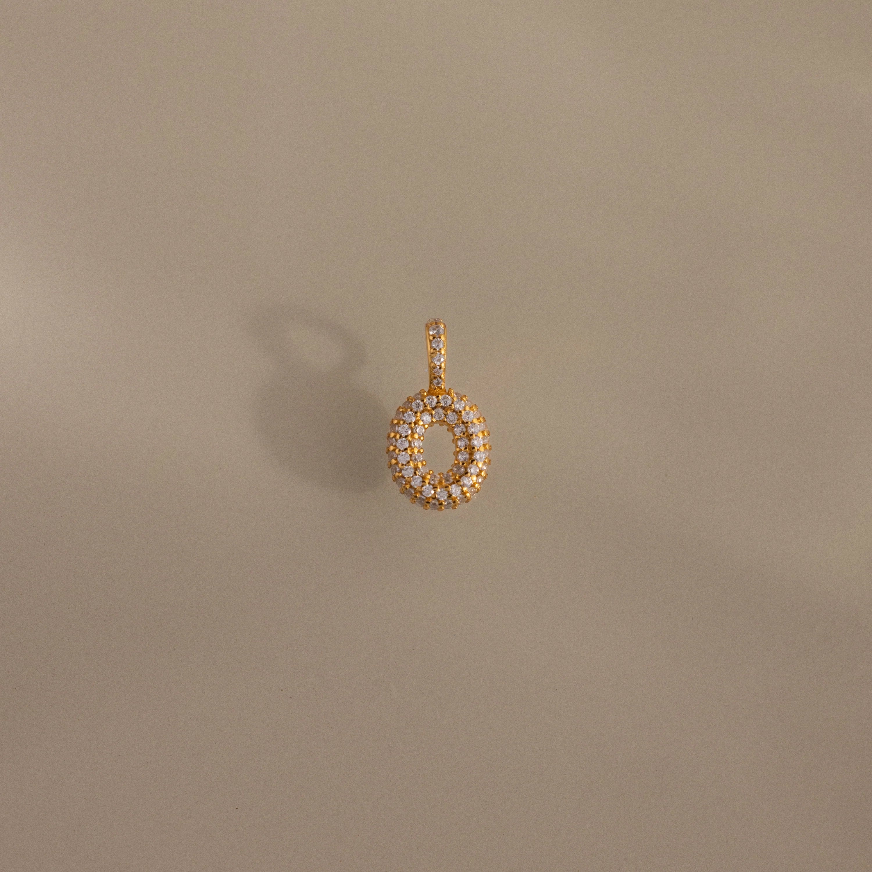 Diamond Pave Bubble Letter Charm Silver 18K Gold Plated