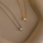 Hexagonal Diamond Charm Necklace Silver 18K Gold Plated