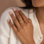 Baguette Opal Ring Set Silver 18K Gold Plated
