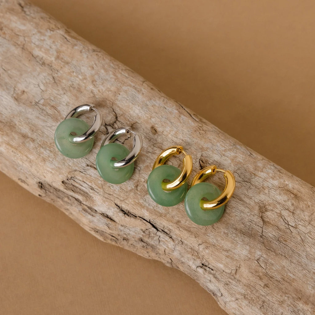Clara Jade Duo Hoops Silver 18K Gold Plated