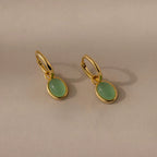 Jade Drop Hoops Silver 18K Gold Plated