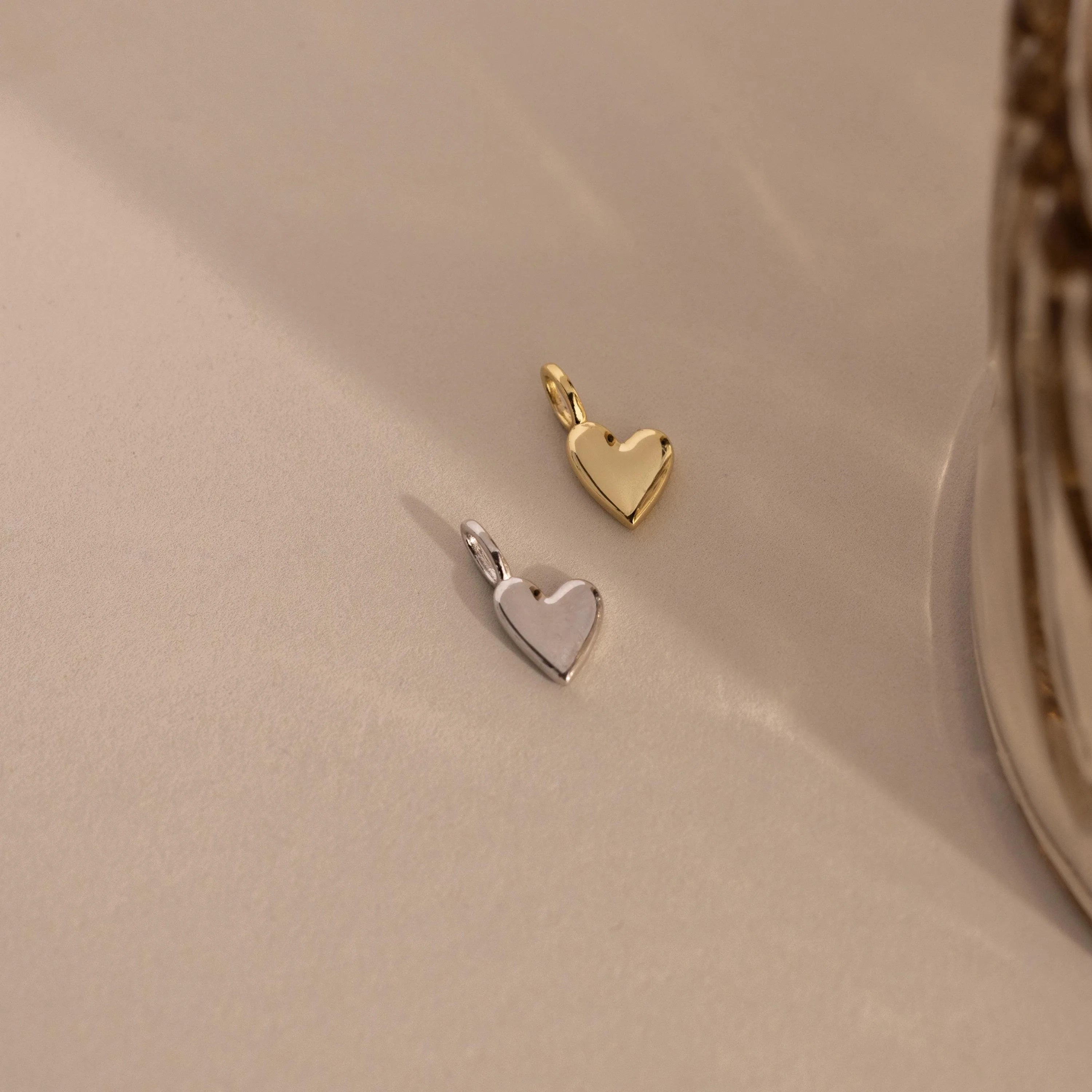 Puff Heart Charm Silver 18K Gold Plated