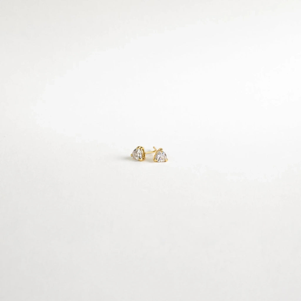 Triangle Diamond Studs Silver 18K Gold Plated