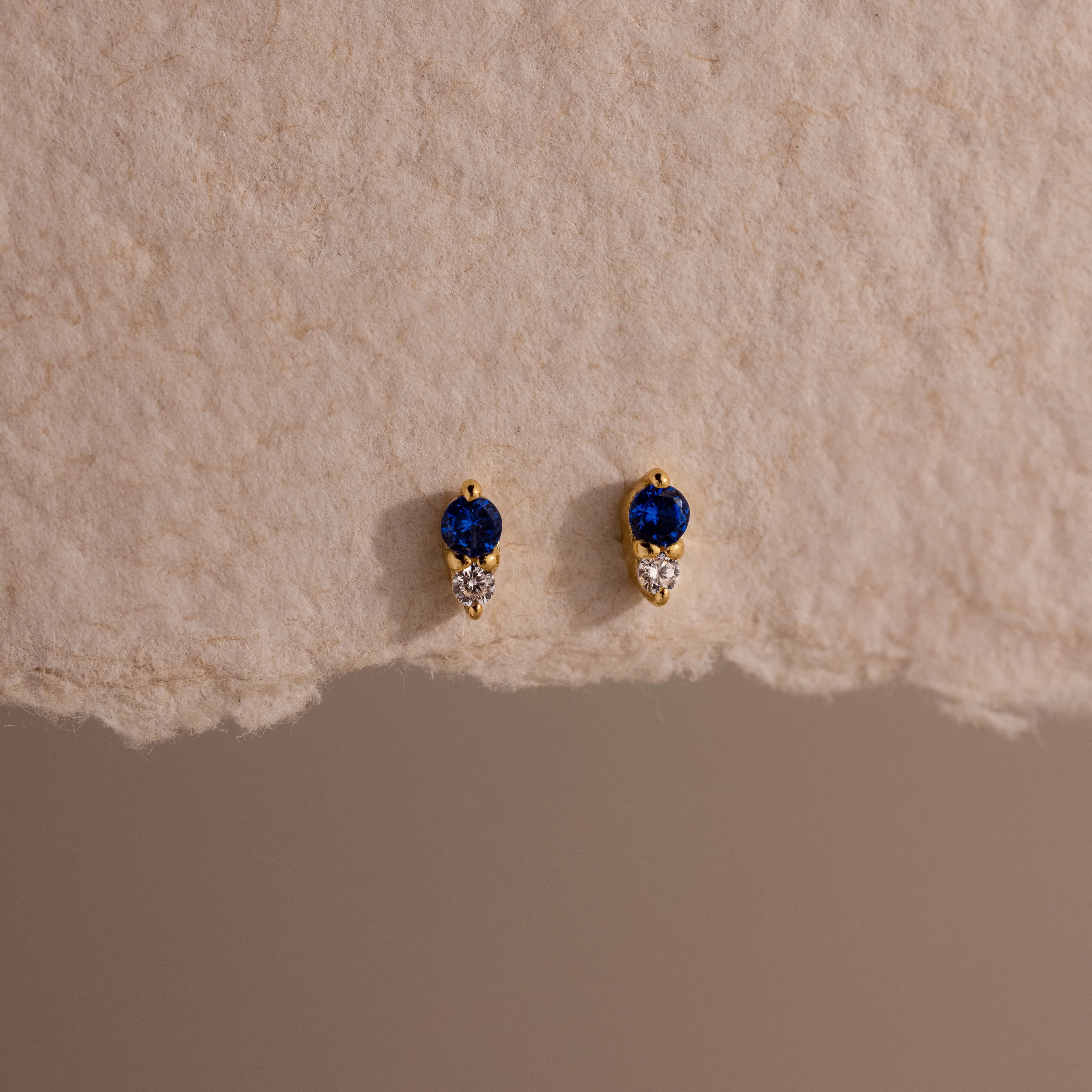Diamond Birthstone Duo Flatback Studs Silver 18K Gold Plated