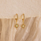 Opal Star Charm Necklace & Earrings Set Silver 18K Gold Plated