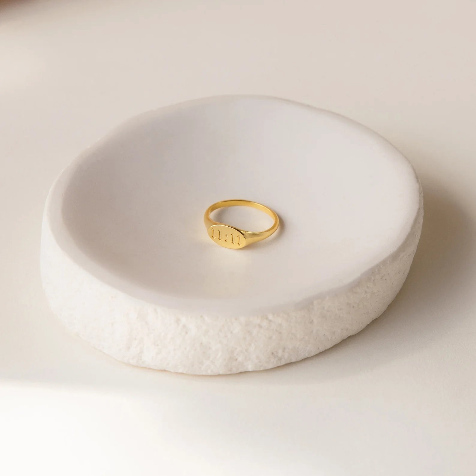 Oval Signet Charm Ring Silver 18K Gold Plated