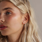 Opal Diamond Flatback Studs Silver 18K Gold Plated