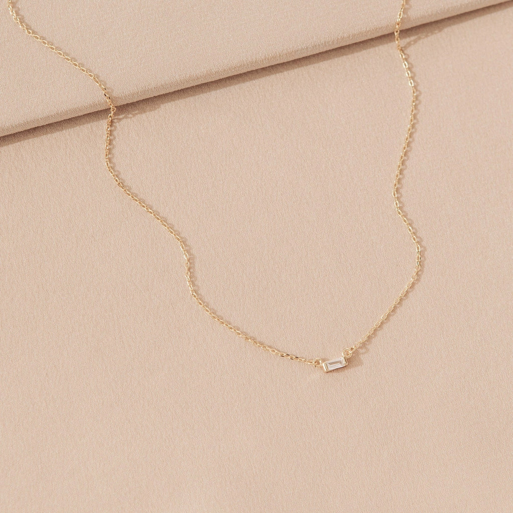 Baguette Diamond Emery Necklace Silver 18K Gold Plated
