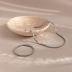 Diamond Tennis Necklace & Bracelet Set Silver 18K Gold Plated