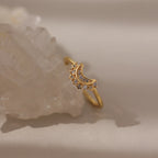 Diamond Star Moon Ring Silver 18K Gold Plated
