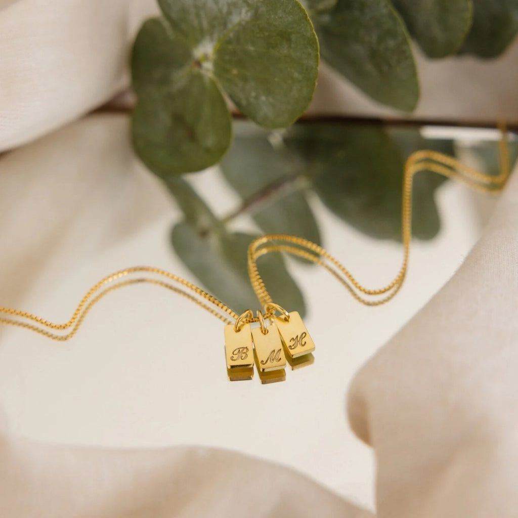 Carrie Mini Tag Necklace Silver 18K Gold Plated