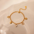 Heart Charm Bracelet Silver 18K Gold Plated