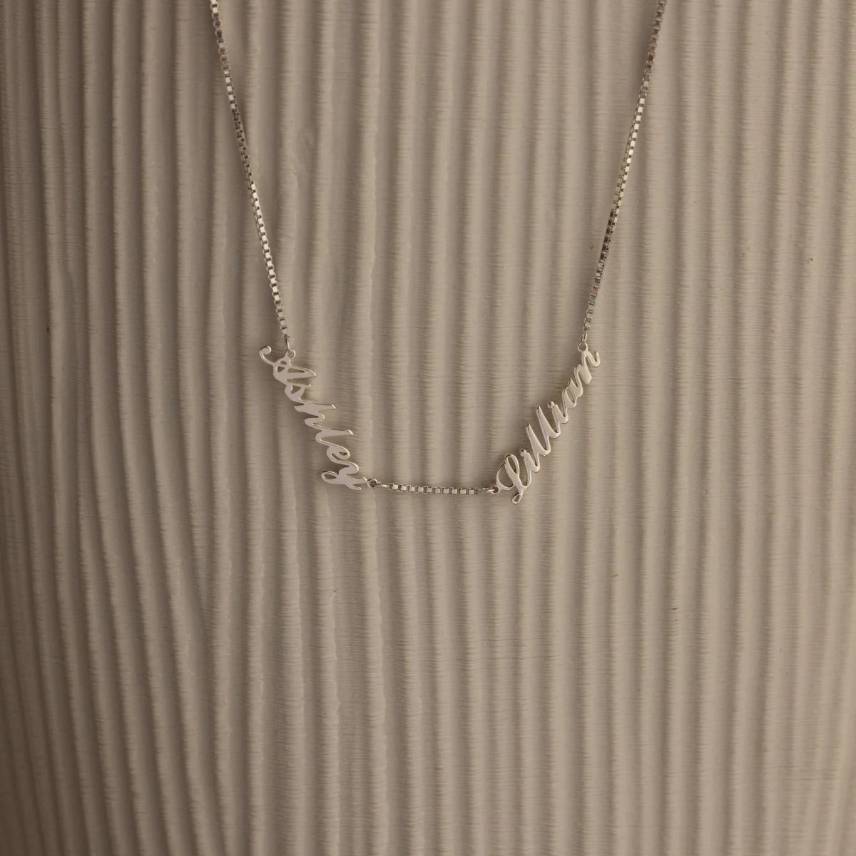 Carrie Box Chain Multiple Name Necklace Silver 18K Gold Plated