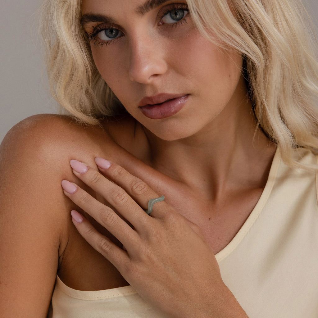 Jade Wave Ring Silver 18K Gold Plated