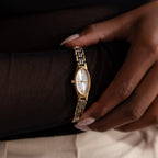 Slim Oval Timepiece Silver 18K Gold Plated