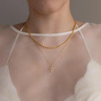 Pearl Cross Necklace Silver 18K Gold Plated
