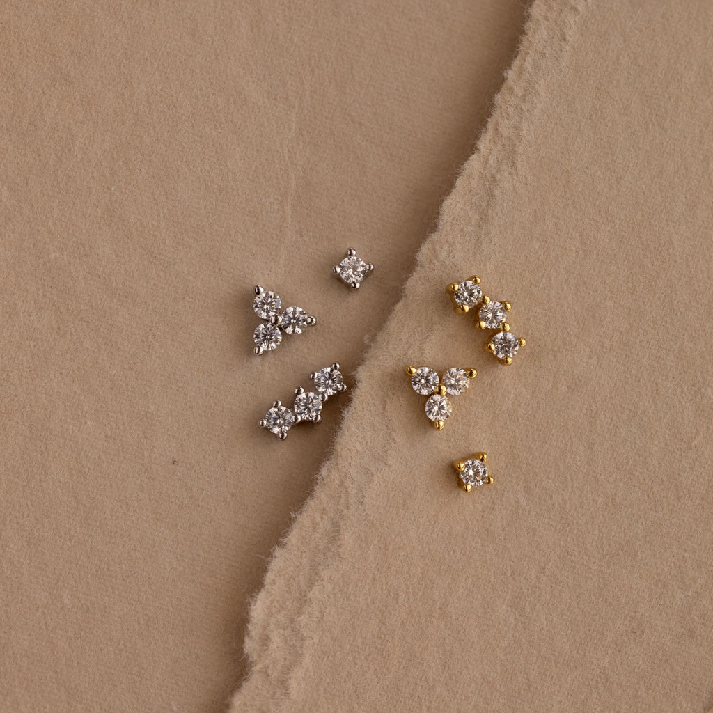 Constellation Flat Back Stud Set Silver 18K Gold Plated