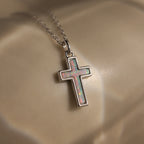 Opal Cross Necklace Silver 18K Gold Plated