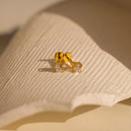 Diamond Flatback Studs Set Silver 18K Gold Plated
