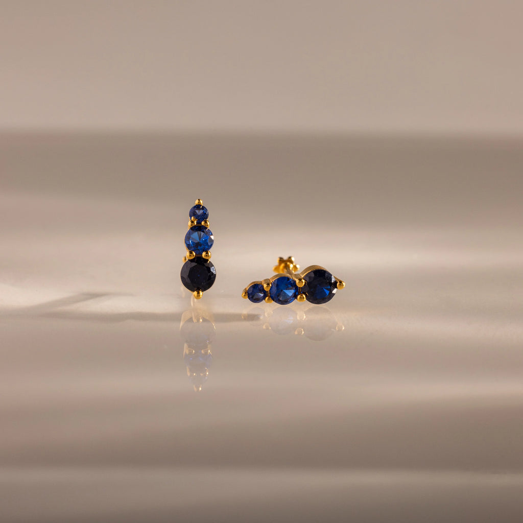 Sapphire Ombre Flatback Studs Silver 18K Gold Plated