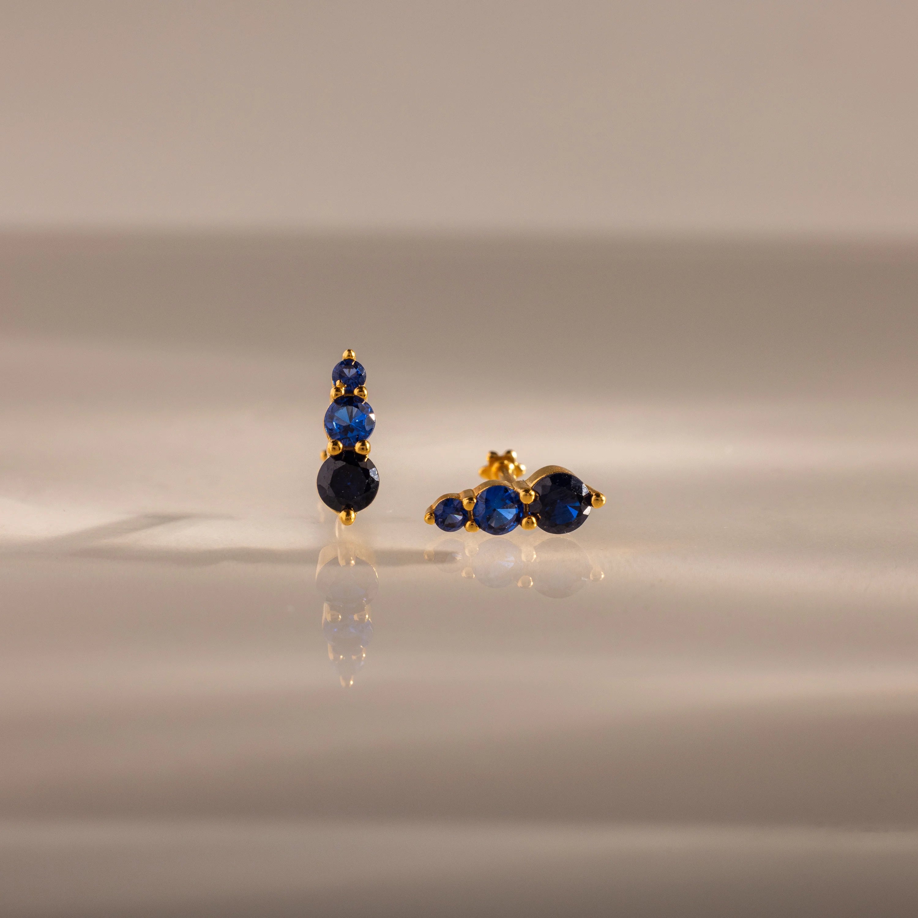 Sapphire Ombre Flatback Studs Silver 18K Gold Plated