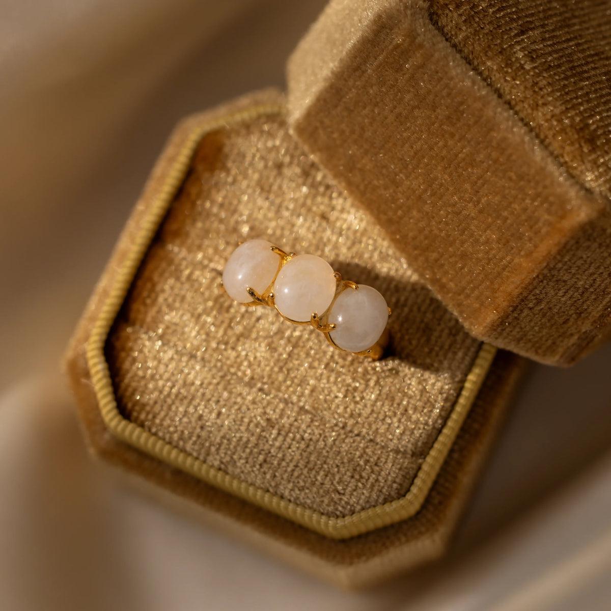 Oval Moonstone Ring Silver 18K Gold Plated