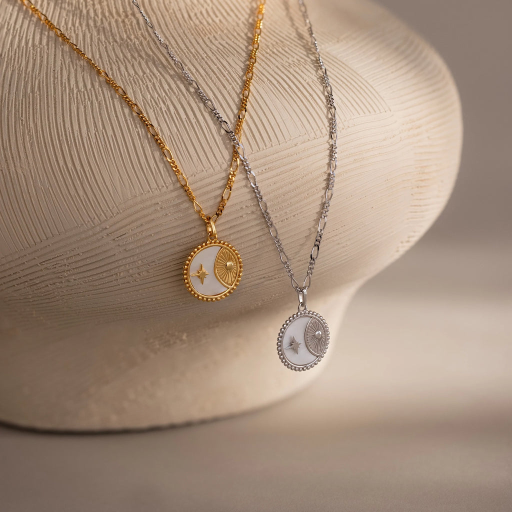 Gabi Coin Necklace Silver 18K Gold Plated