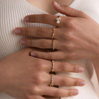 Mixed Opal & Diamond Ring Silver 18K Gold Plated