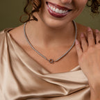 Grey Pearl Charm Necklace Silver 18K Gold Plated