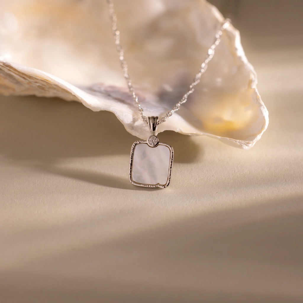 Serenity Mother of Pearl Necklace Silver 18K Gold Plated