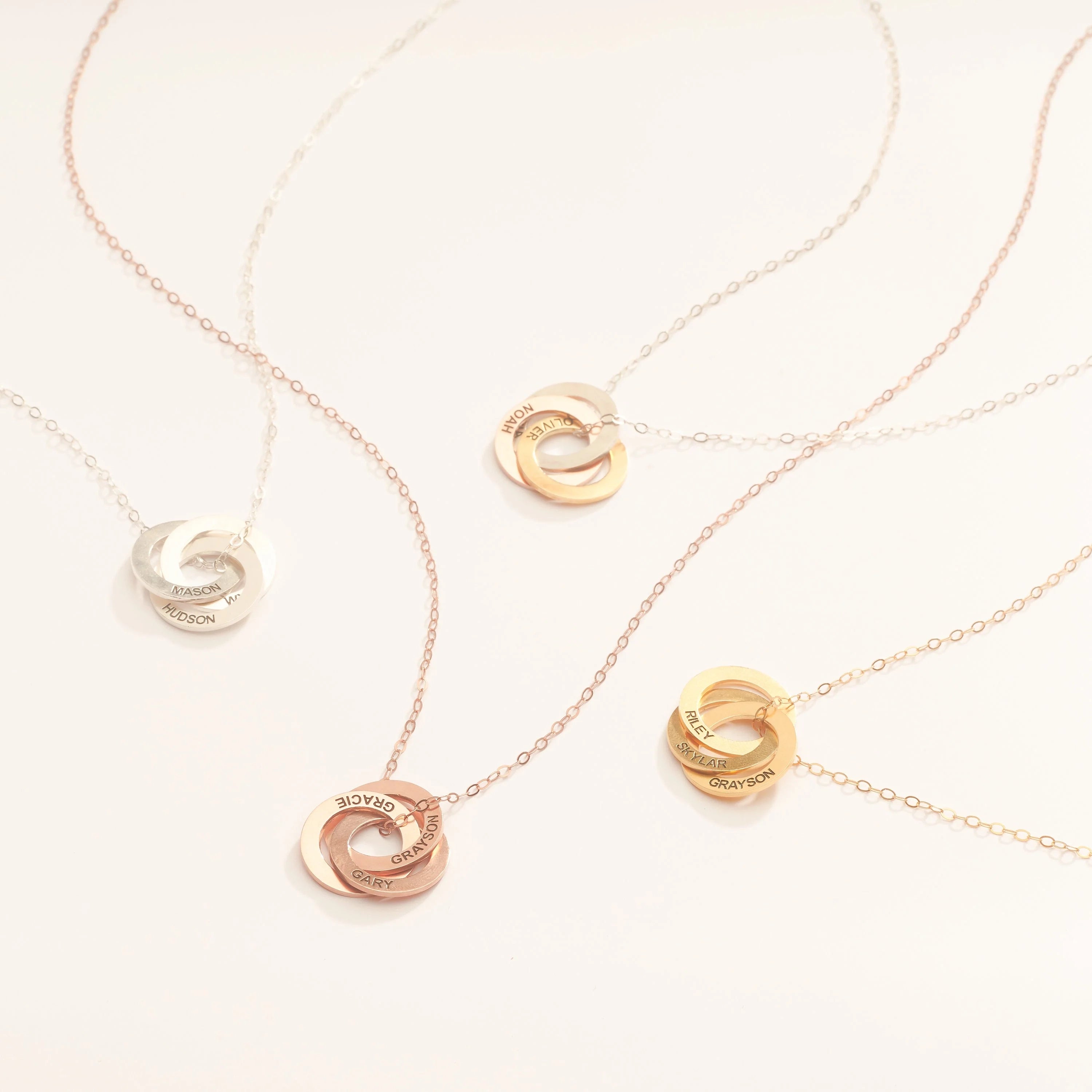 Interlocking Family Necklace Silver 18K Gold Plated