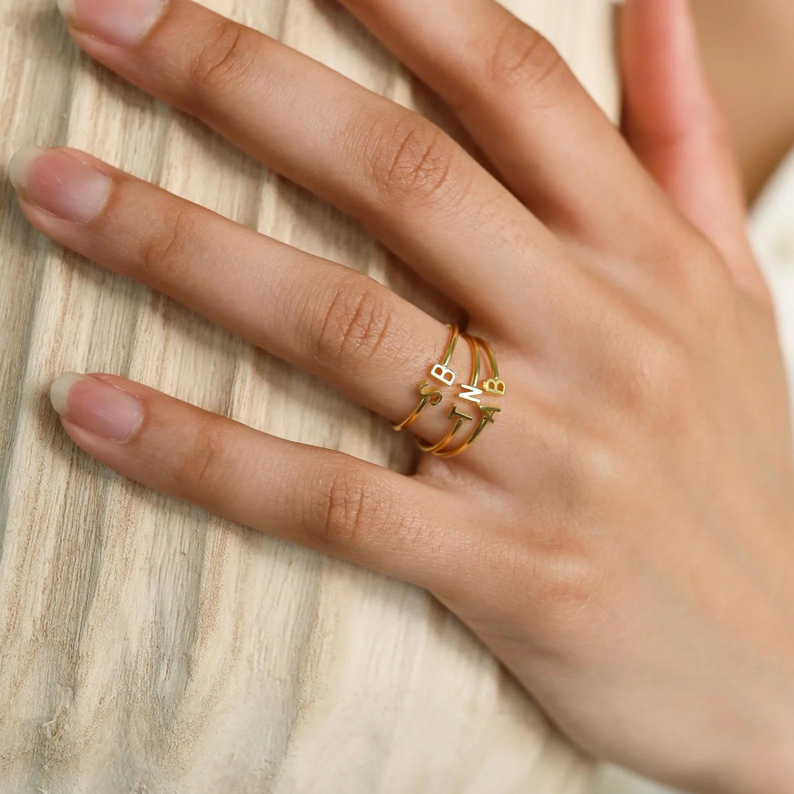 Modern Duo Initial Ring Silver 18K Gold Plated