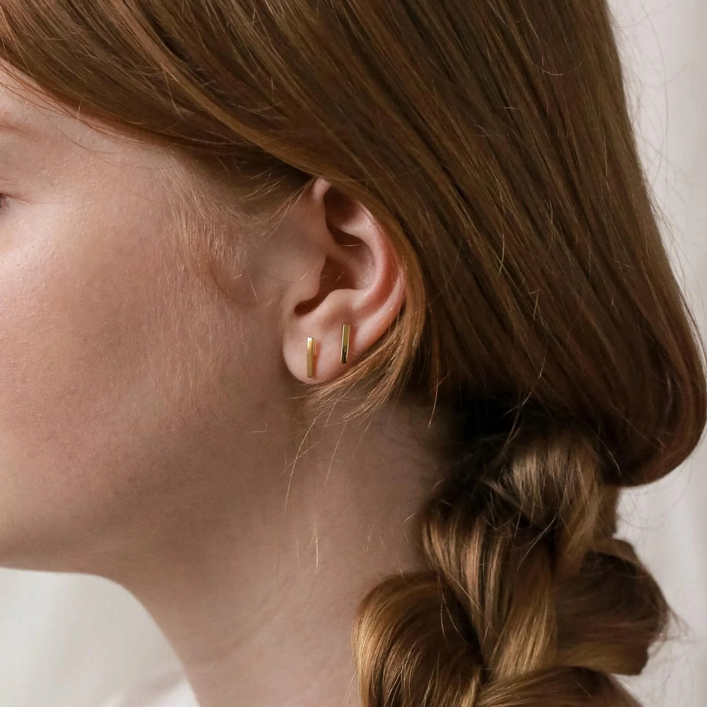 Dainty Bar Studs Silver 18K Gold Plated
