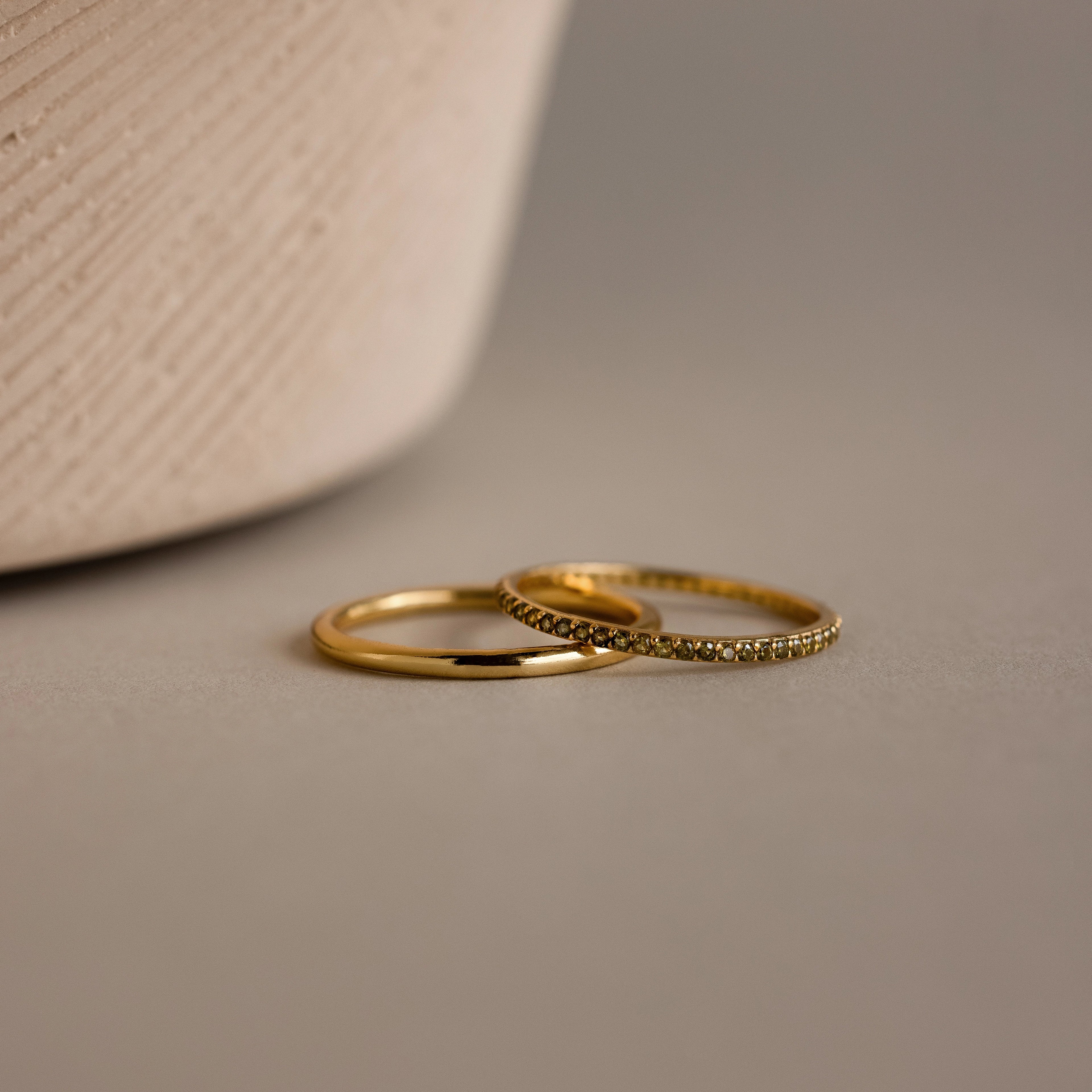 Birthstone Tennis Ring Set Silver 18K Gold Plated