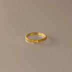 Dainty Ribbed Birthstone Ring Silver 18K Gold Plated