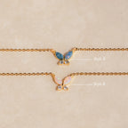 Opal Butterfly Necklace Set Silver 18K Gold Plated
