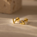 Bubble Initial Flatback Studs Silver 18K Gold Plated