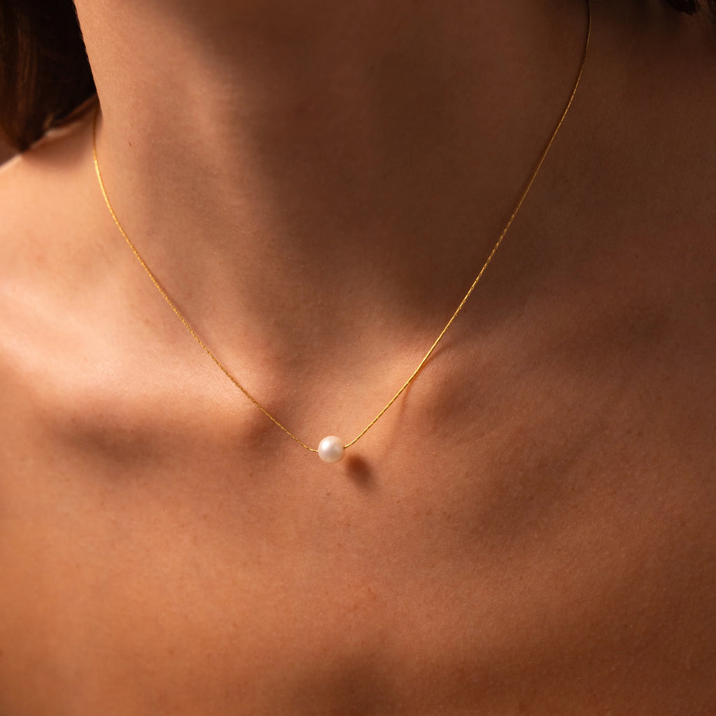 Dainty Pearl Dot Necklace Silver 18K Gold Plated