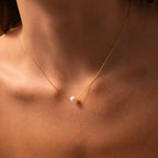 Dainty Pearl Dot Necklace Silver 18K Gold Plated
