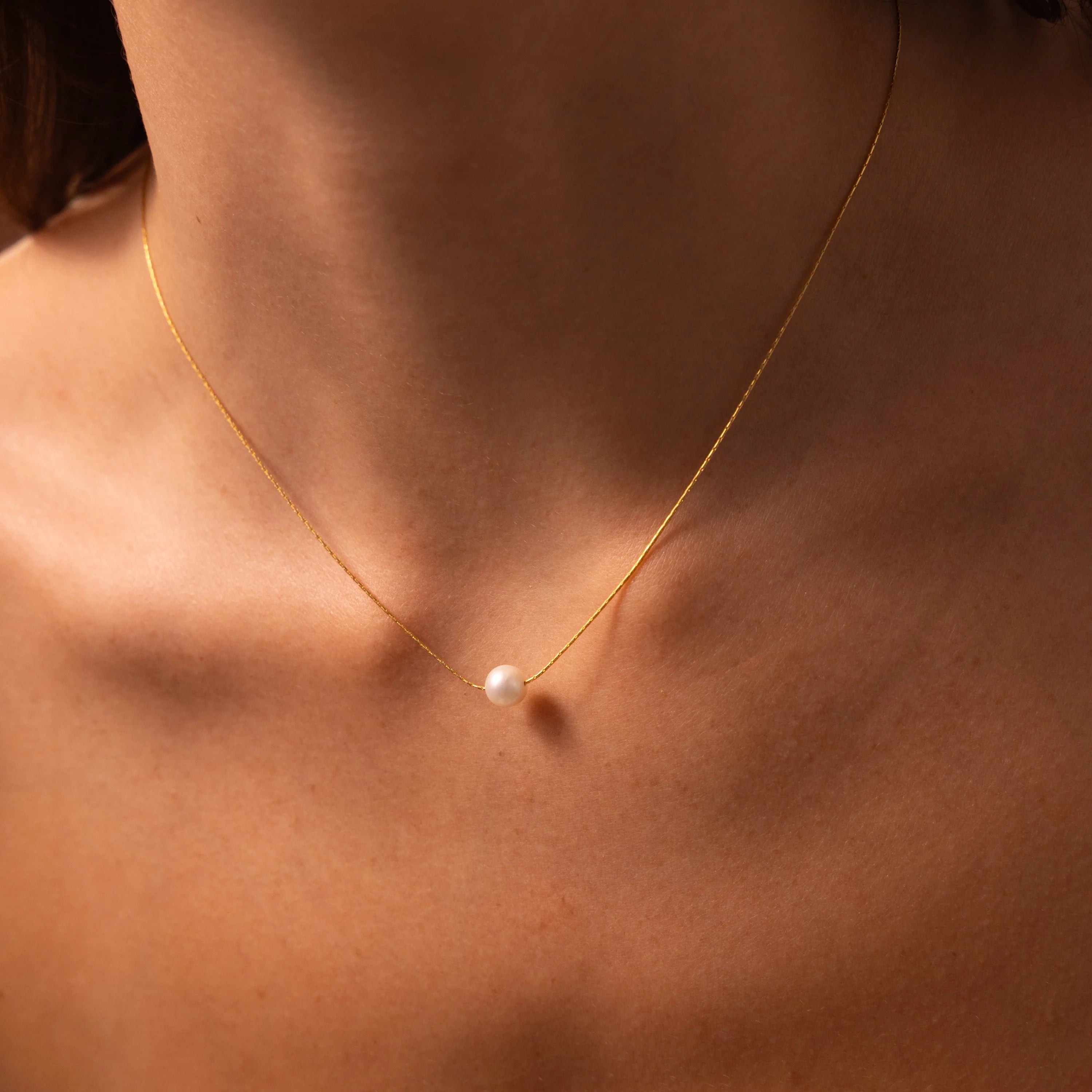 Dainty Pearl Dot Necklace Silver 18K Gold Plated