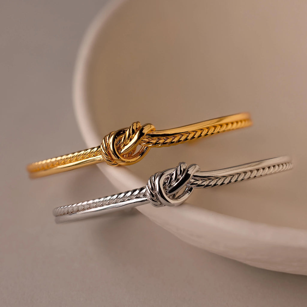 Duo Knot Bangle Silver 18K Gold Plated