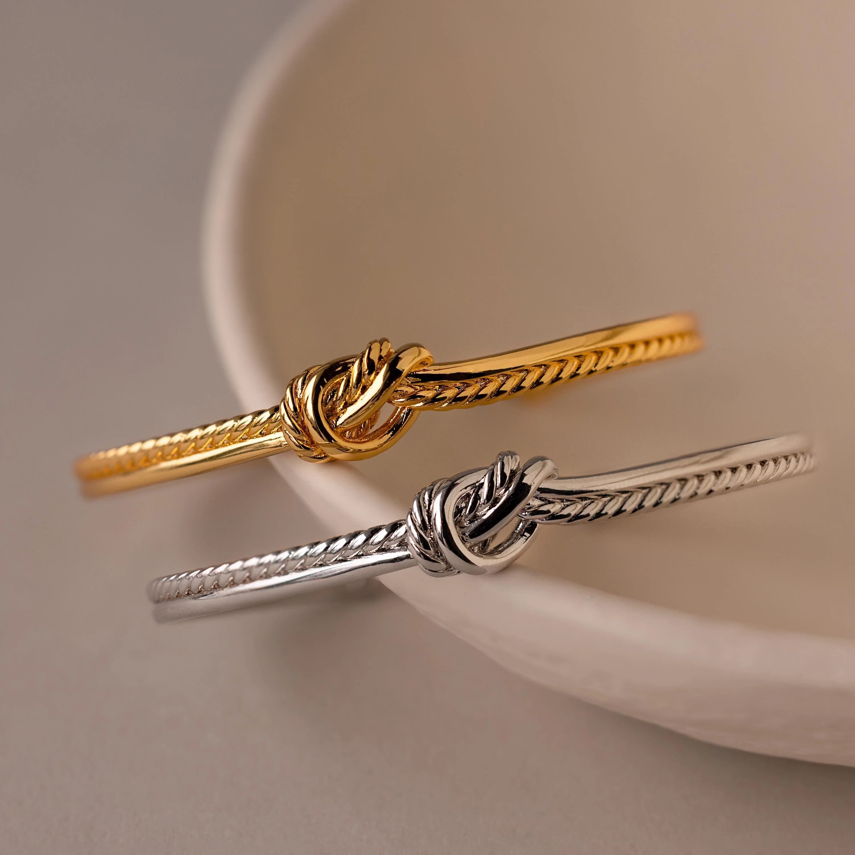 Duo Knot Bangle Silver 18K Gold Plated