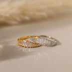Diamond Art Deco Ring Silver 18K Gold Plated