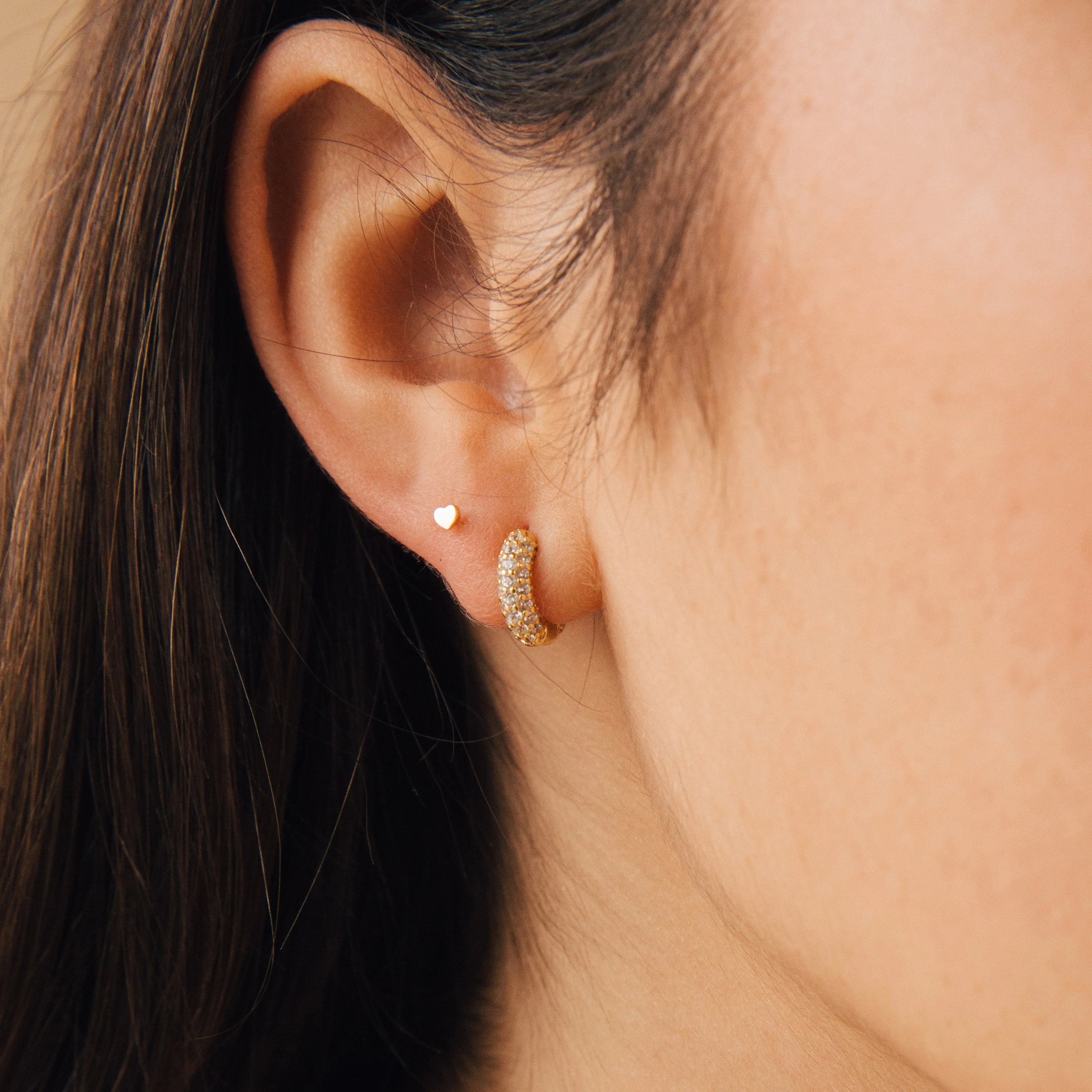 Diamond Kira Pave Huggies Silver 18K Gold Plated