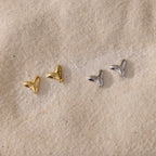 Shark Tooth Flatback Studs Silver 18K Gold Plated