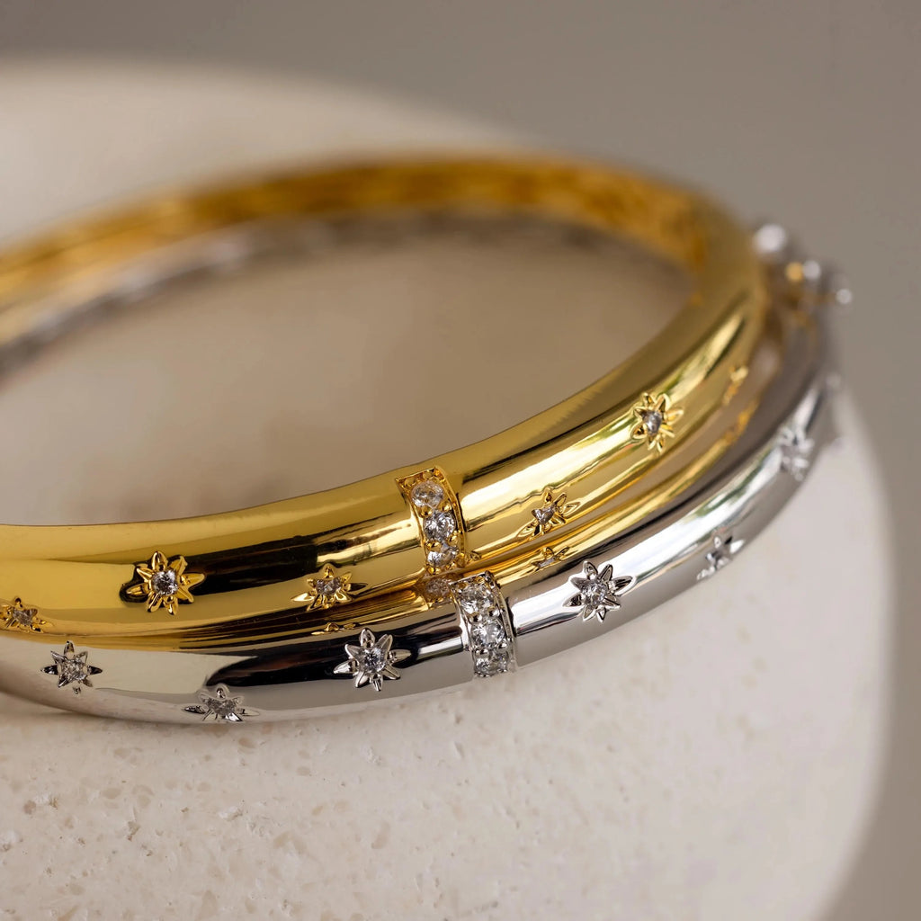 North Star Bangle Bracelet Silver 18K Gold Plated